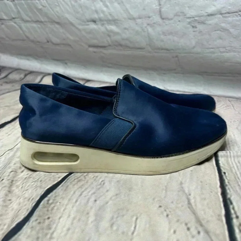 Karl Lagerfeld Paris Cameo2 Blue Satin Wedge Slip On Shoes Women’s size 6.5M